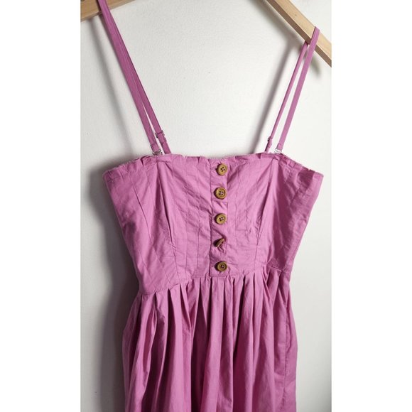 Free People Women's Sz. S Pink Purple Midi Adjustable Button Chest Dress - Picture 3 of 7